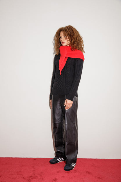 Triangle Knitted Cashmere Scarf - Red