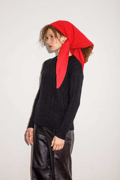 Triangle Knitted Cashmere Scarf - Red