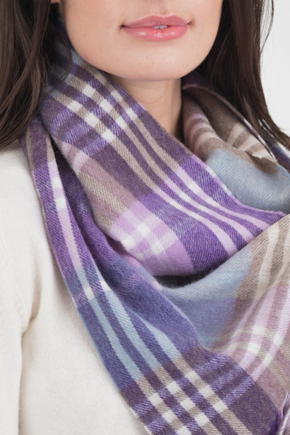 Square Check Lambswool Scarf - Purple Jk
