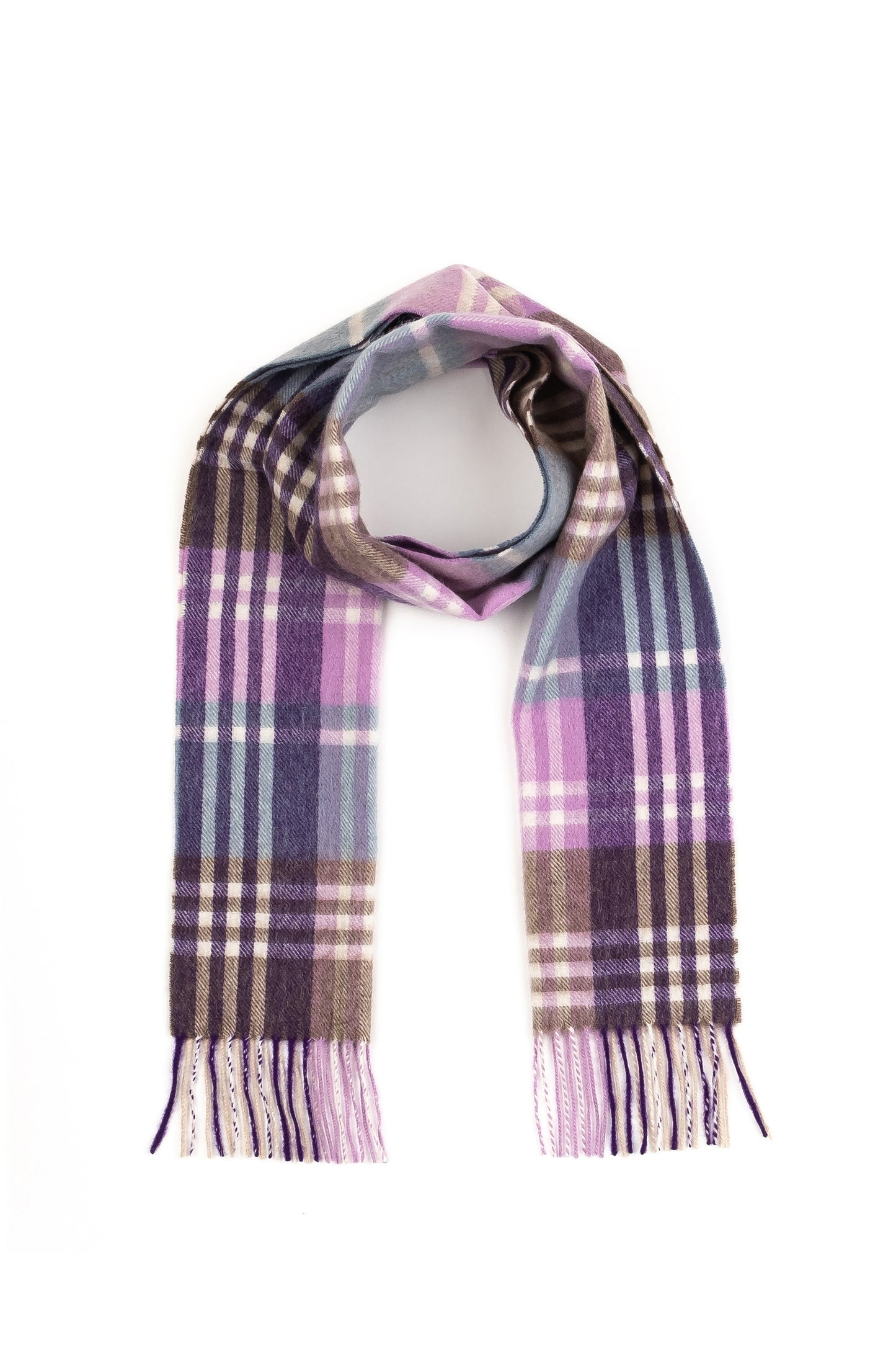 Square Check Lambswool Scarf - Purple Jk