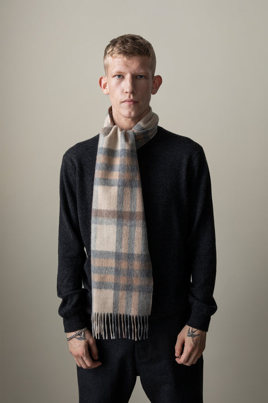 Tartan 2 Lambswool Scarf - Natural