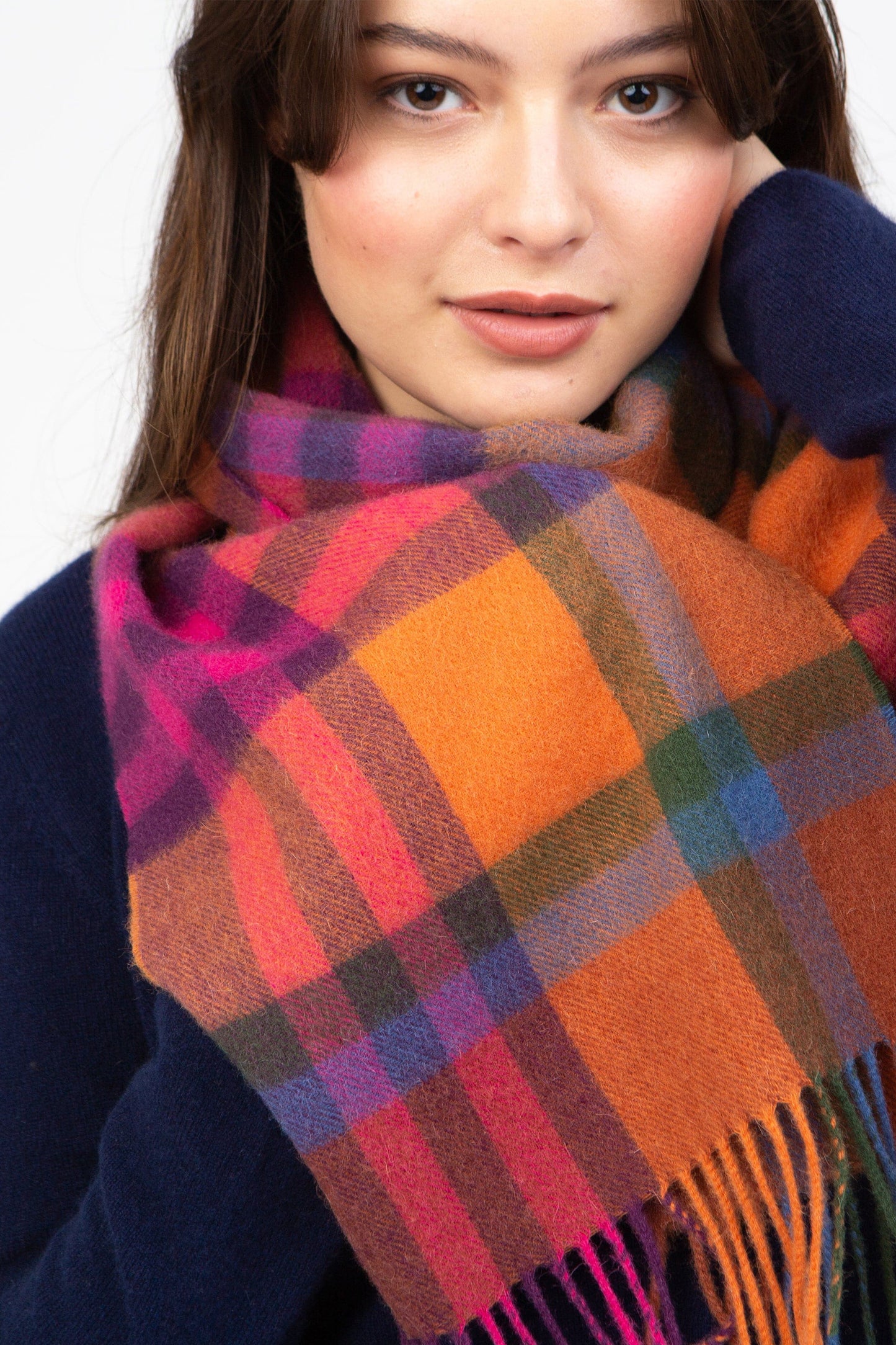 Tartan 2  Lambswool Scarf - Spice