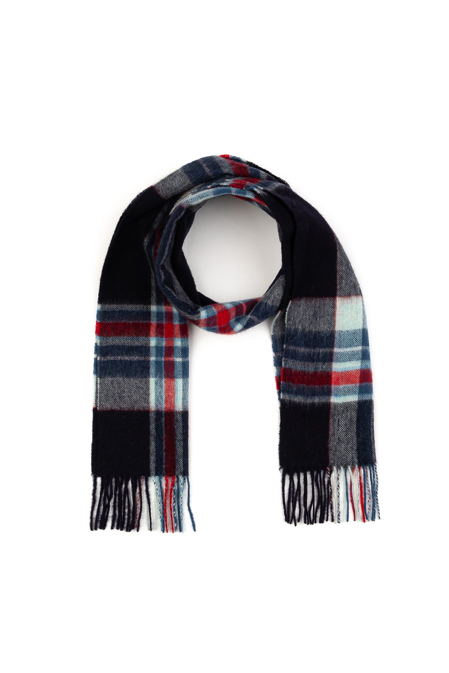 Lambswool Scarf - Blue Centre Check