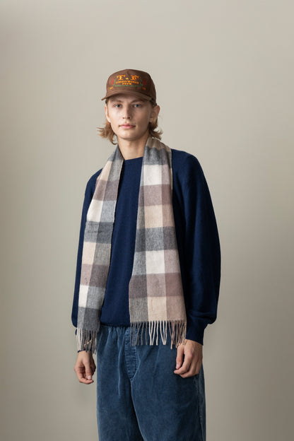 Lambswool Scarf - Natural Checkers