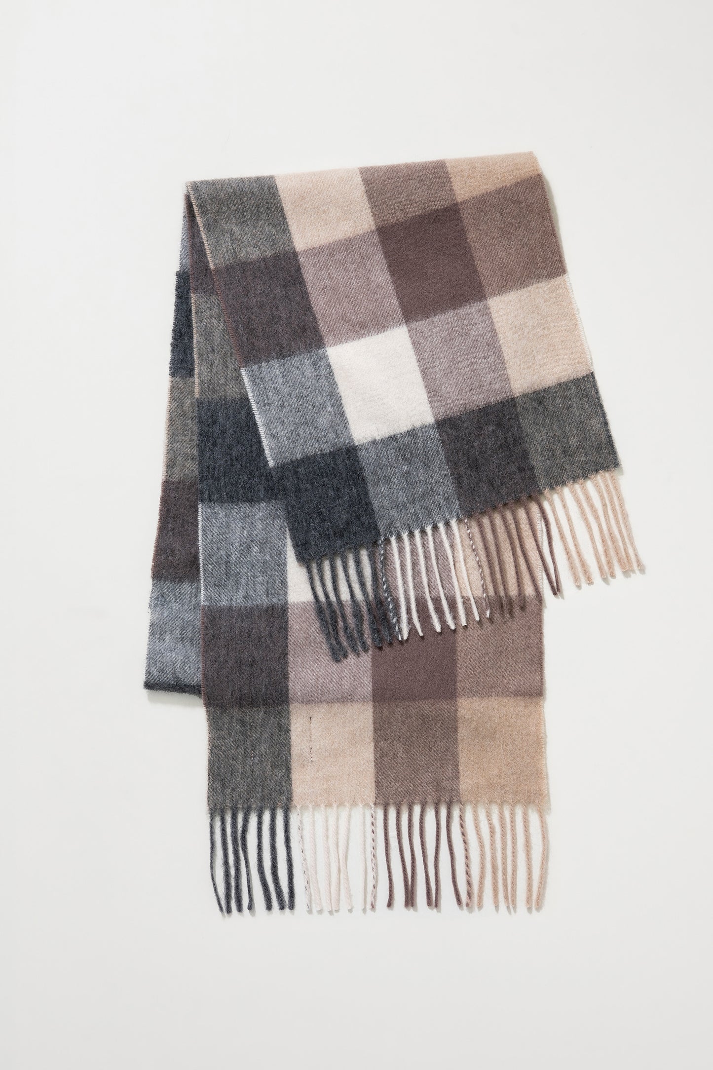 Lambswool Scarf - Natural Checkers