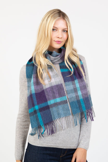 Tartan 2 Lambswool Scarf - Blue