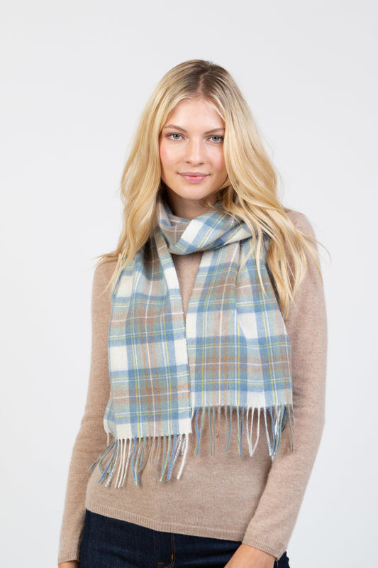 Heritage Tartan Lambswool Scarf - Muted Blue Stewart
