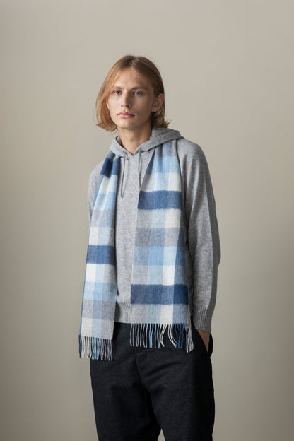 Lambswool Scarf - Glacier 5 Square Check