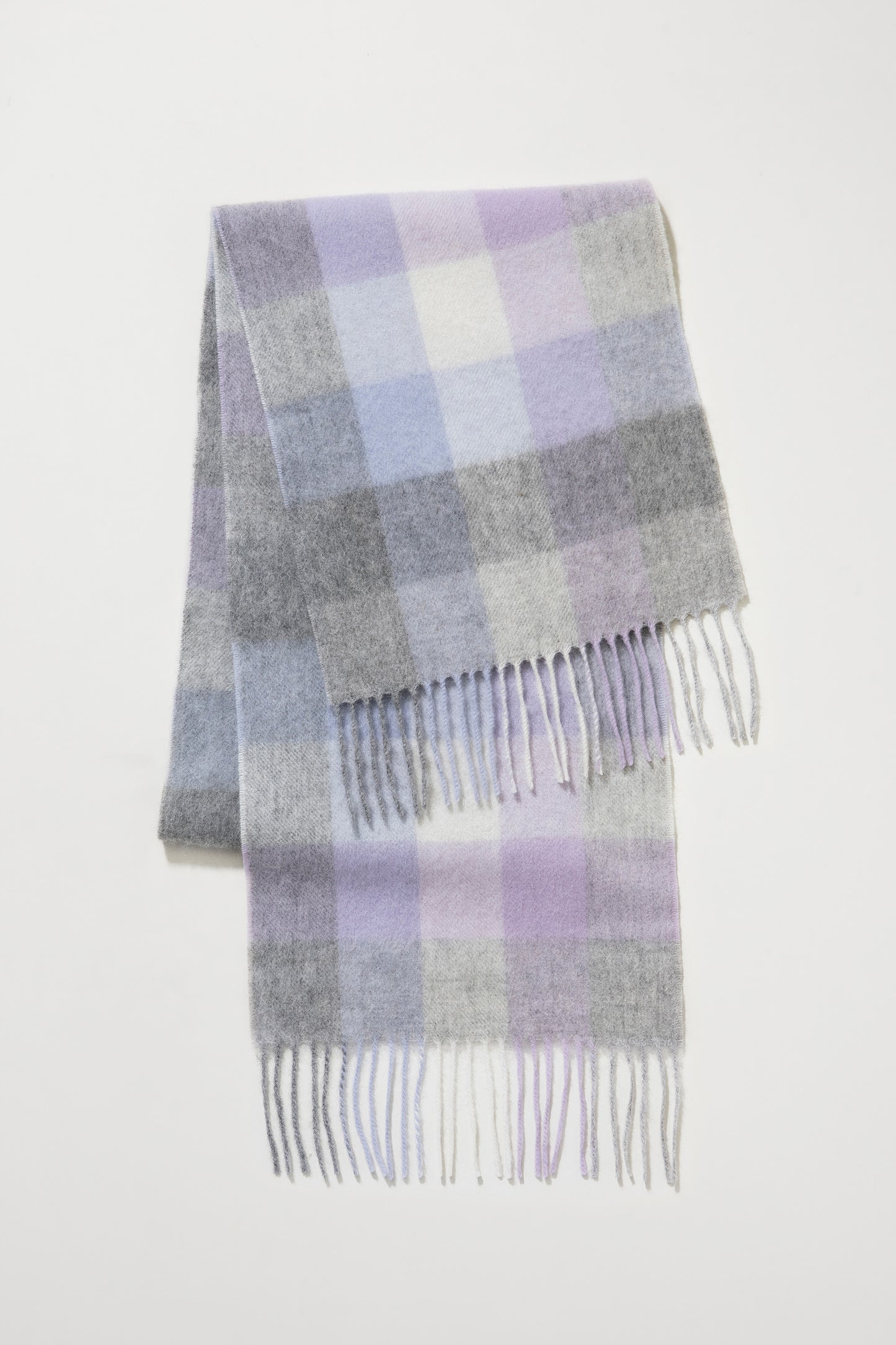 5 Square Check Lambswool Scarf - Lilac