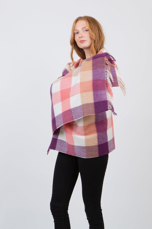 5 Square Check Lambswool Stole - Eminence