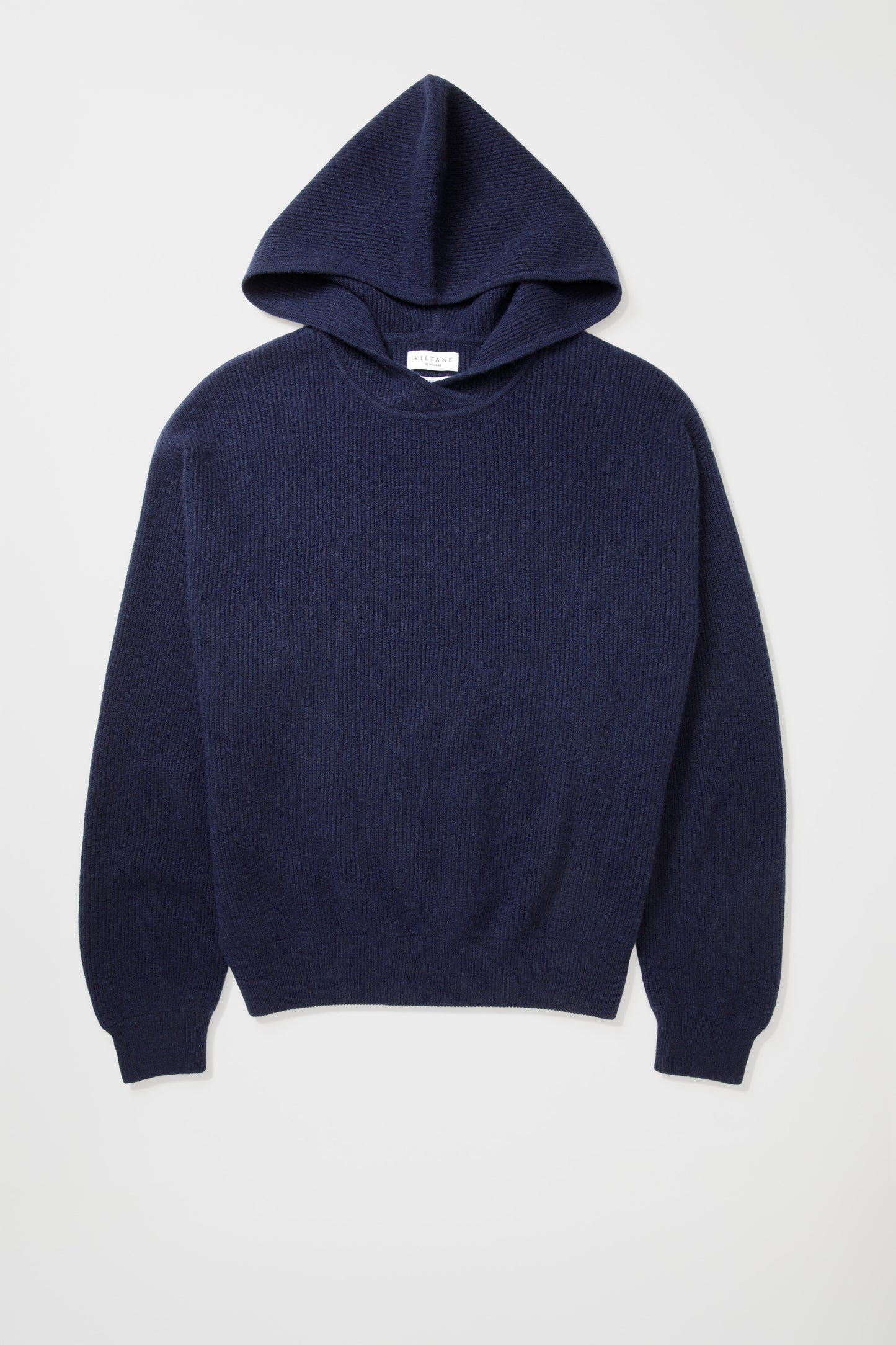 Unisex Ribbed Cashmere Hoodie - Navy