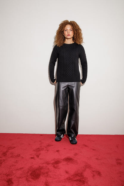 Aran Cashmere Jumper - Black