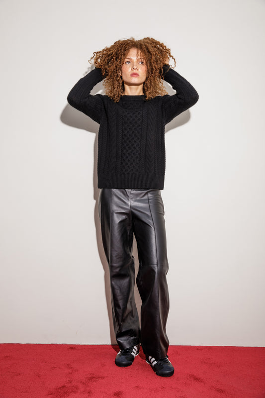 Aran Cashmere Jumper - Black