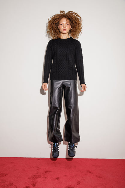 Aran Cashmere Jumper - Black