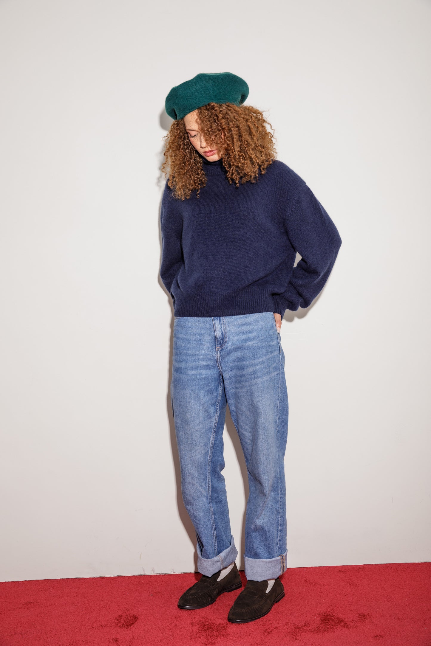 Cramond Cashmere Roll Neck Jumper - Navy