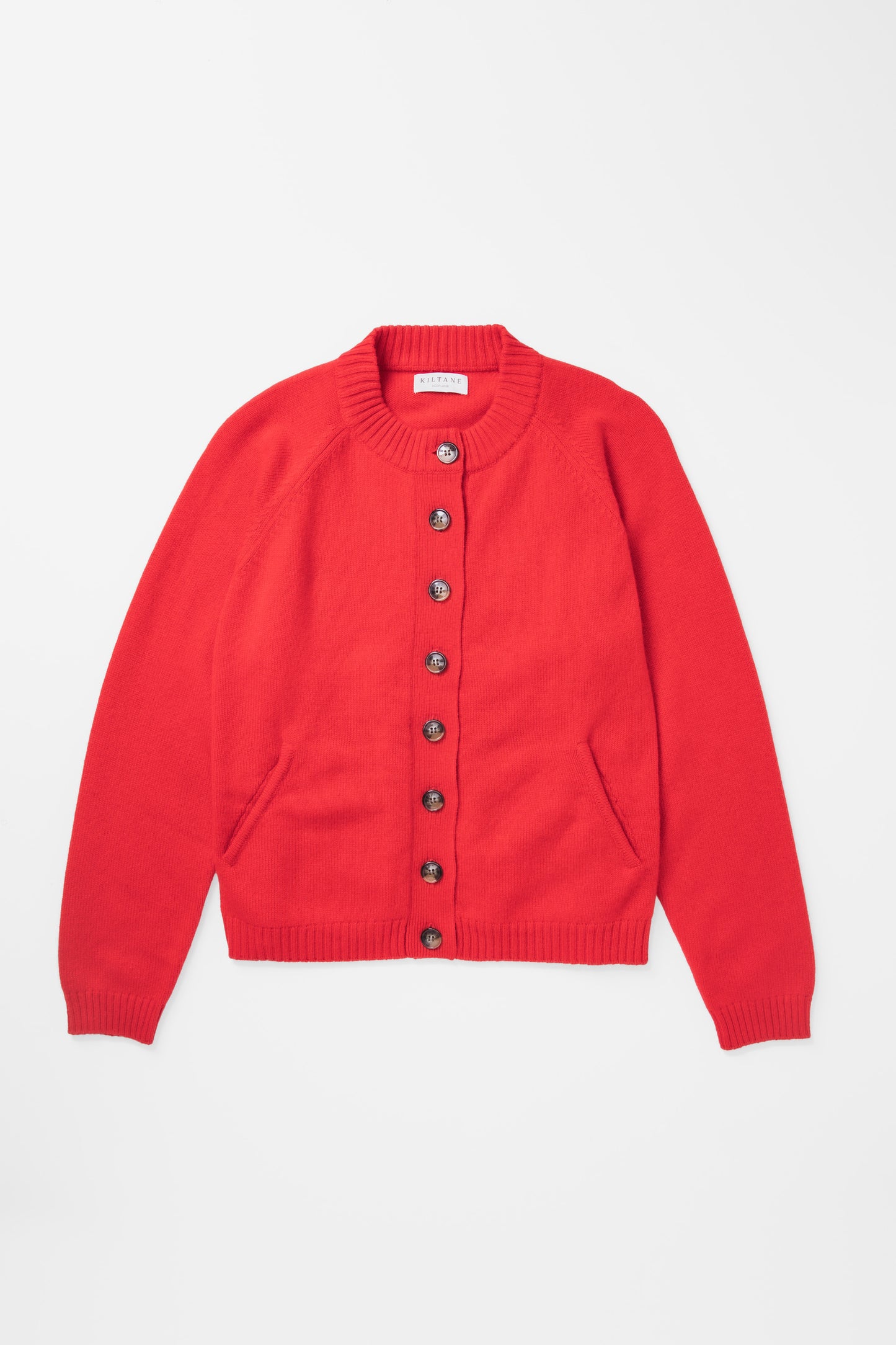 Canonmills Crew Neck Cashmere Cardigan - Red