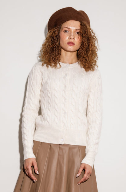 Calton Cable Cashmere Cardigan - Cream