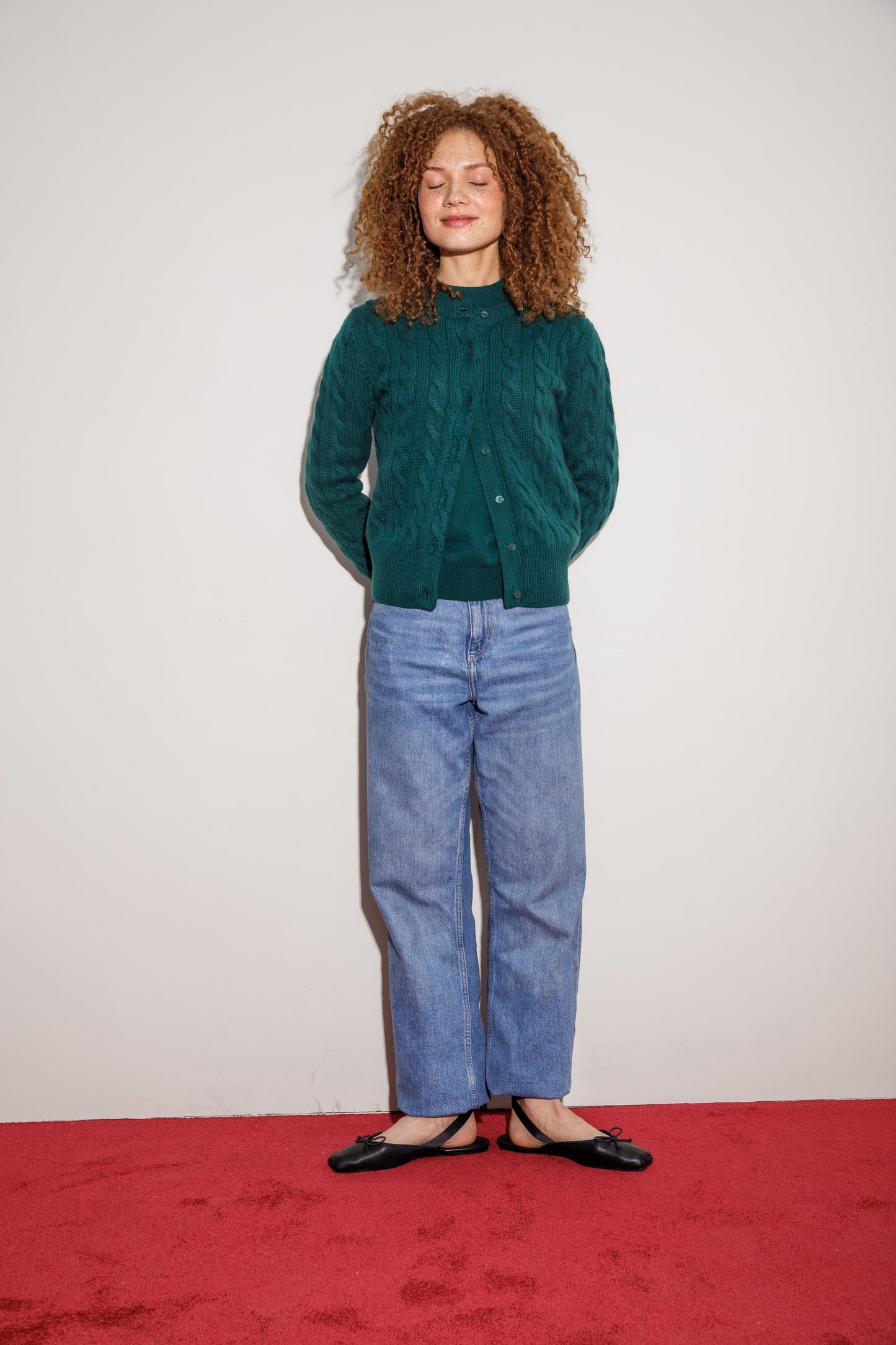 Calton Cable Cashmere Cardigan - Forest Green