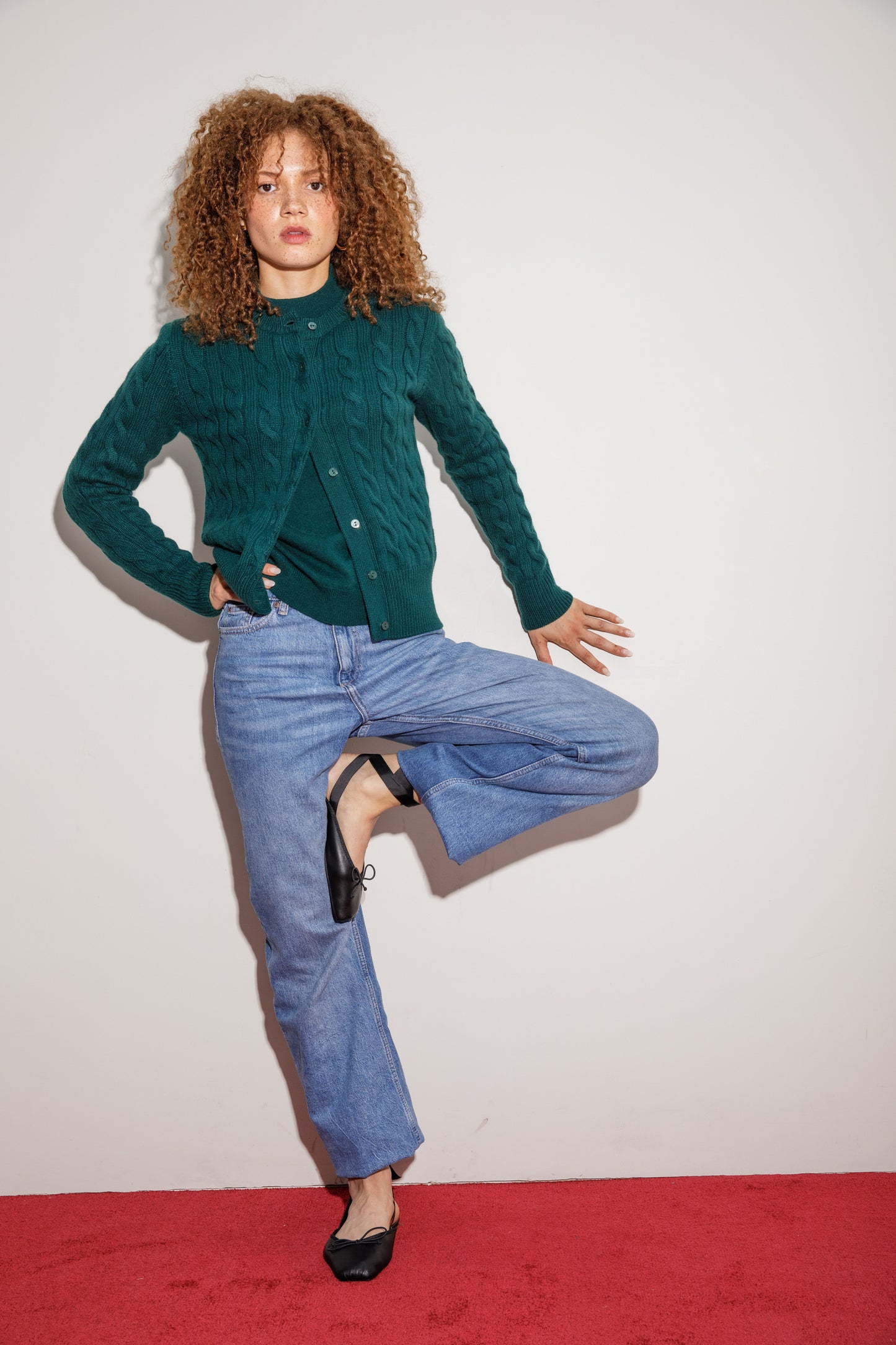 Calton Cable Cashmere Cardigan - Forest Green