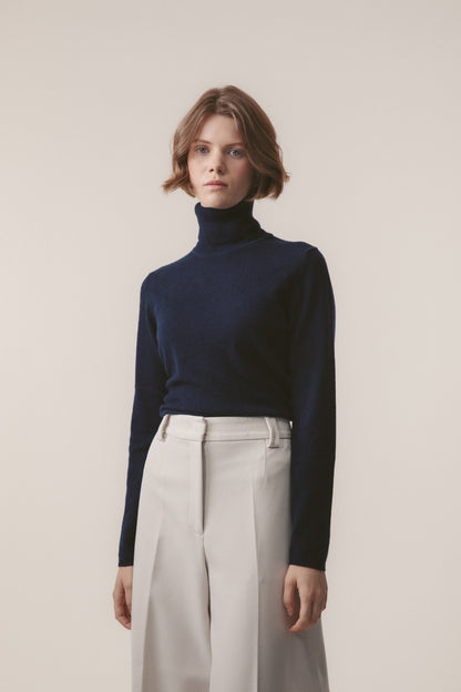 Women's Cashmere Polo Neck Jumper - Cosmos