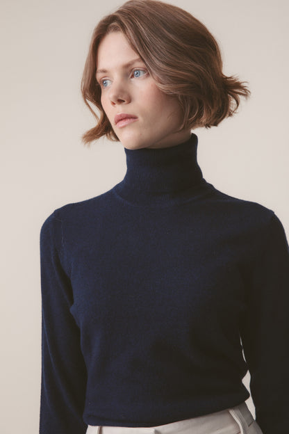 Women's Cashmere Polo Neck Jumper - Cosmos