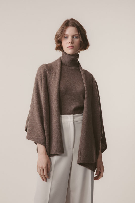 Women's Cashmere Drape Cardigan - Squirrel